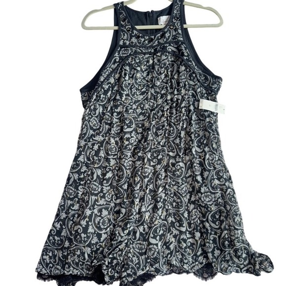 Anthropologie Dresses & Skirts - Anthropologie Maeve Boho Paisley Print Mini Romper XS Black Lace Trim Sleeveless